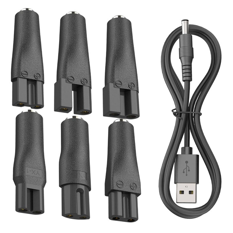 Pinkind 7 PCS Power Cord 5V Replacement Charger USB Adapter Set Compatible with a Various Types of Electric Hair Clippers,Beard Trimmers,Shavers,Beauty Instruments, Electric Hairdressers,Desk Lamps,Purifiers - Image 1